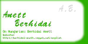 anett berhidai business card